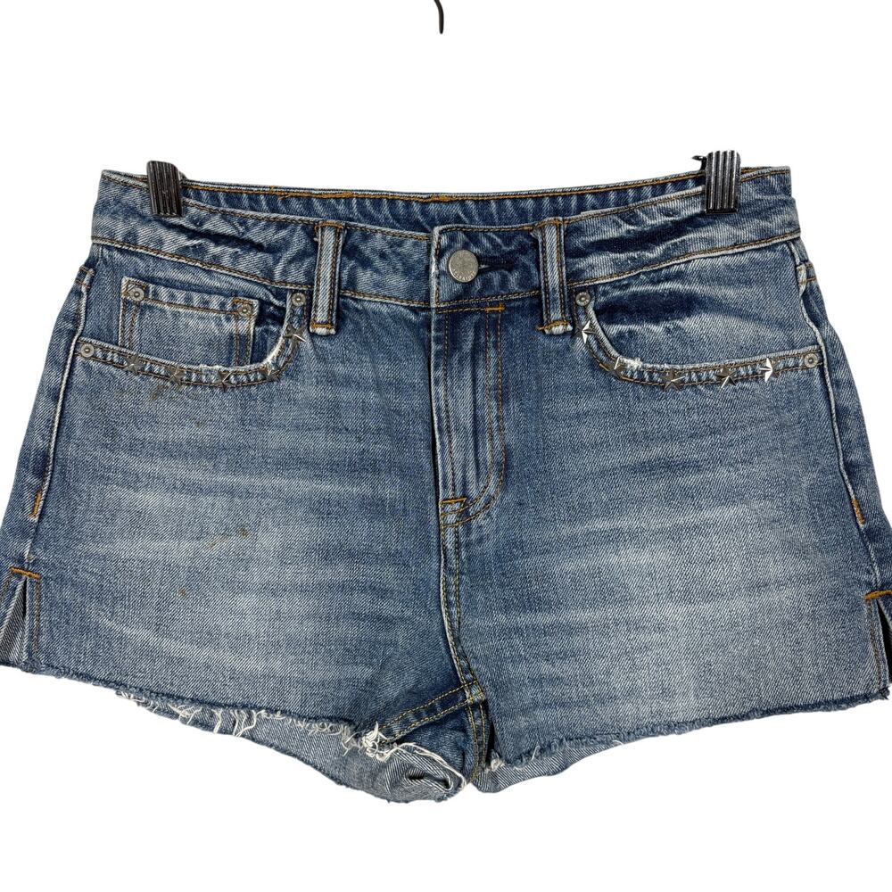 Allsaints Denim Jean Shorts Star Studded Cut Off Blue - 27